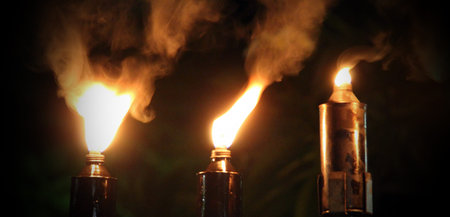 Flaming Torch  Oil lamps fire at night  