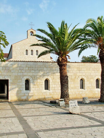 Church of Multiplication Facade in Tabgha  Israelの写真素材