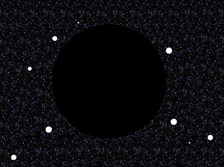 Abstract simulated view of a space black hole (center). A black hole is a region of space time from...