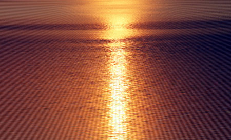 Abstract  fantasy image shows the sun path on  the Mediterranean sea surface