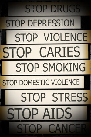 Set actual slogans written on grunge tapes