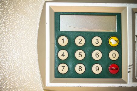 Old safe box with electronic lock in the hotelの写真素材