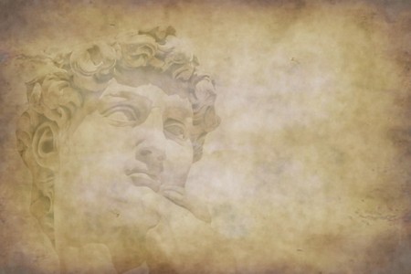 Grunge detail  of Michelangelo's David statue with  place for your design or textの写真素材