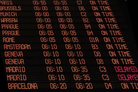 Display with schedule of aircraft departure.の写真素材