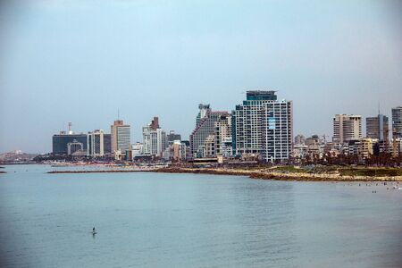 Sea coast and the view of the Tel Aviv from Old Jaffa. Israelのeditorial素材