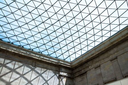 LONDON, UK - JUNE 4, 2015:  The British Museum glass ceiling. Museum was established in 1753, largely based on the collections of the physician and scientist Sir Hans Sloane.のeditorial素材