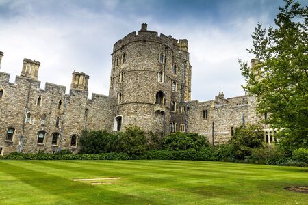 View of Upper Ward Quadrangle in Medieval Windsor Castle. Windsor Castle is a royal residence at Windsor in the English county of Berkshire.  Windsor,UKのeditorial素材