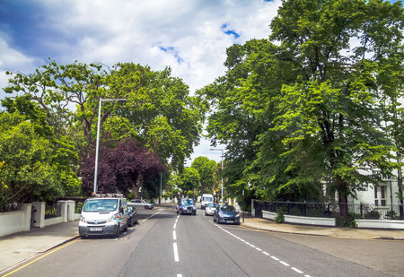One of the green street  in  Notting Hill district on the normal working day at evening time....