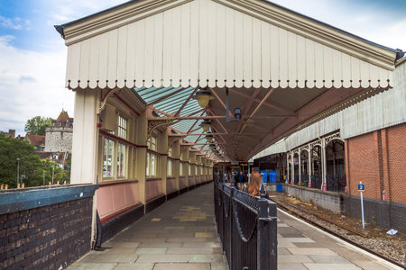 Unidentified passengers at  Windsor train station. UK