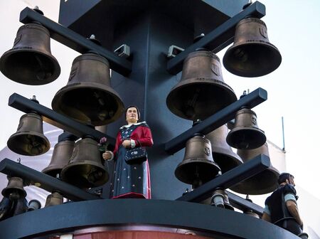 Swiss chime at Leicester Square  at the evening time.  It was a gift from Switzerland for their 400th birthday because of the long friendship of the countries. London. UKのeditorial素材