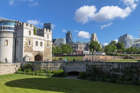 Clouds floating over the City of London with a Gherkin building (30 St Mary Axe)のeditorial素材