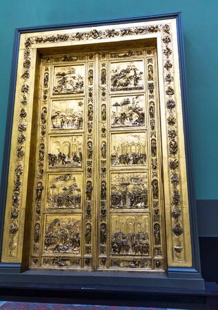 Detail of Gates of Paradise (Porta del Paradiso) . Width 473 cm x height 767.5 cm .  Victoria and Albert museum. Londonのeditorial素材