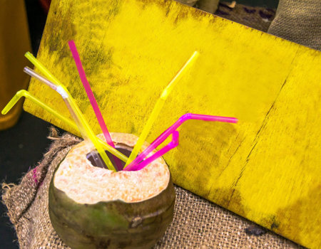 Raw and healthy. Green coconuts on the market. London. UK