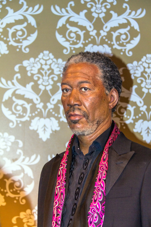 LONDON , UK - JUNE 7, 2015: Morgan Freeman wax figure in Madame Tussauds museum in London. Marie Tussaud was born as Marie Grosholtz in 1761のeditorial素材
