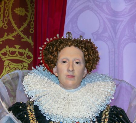 LONDON, UK - JUNE 7, 2015: Winston Churchill at the Madame Tussauds wax museum. Marie Tussaud was born as Marie Grosholtz in 1761のeditorial素材