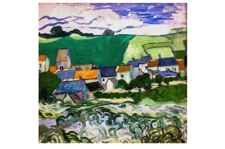 AMSTERDAM, NETHERLANDS - AUGUST 10, 2016 : View of Auvers. Photo of original painting by artist Vincent Van Gogh. Oil on canvas. 1890. 502x52,5 cmのeditorial素材
