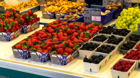 Salzburg, Austria - July 15,2017: Fruit market in the city centerのeditorial素材