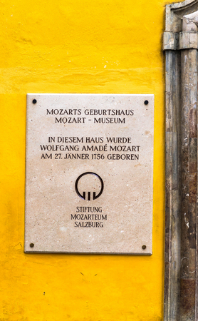Salzburg, Austria - July 15, 2017: Birthplace of Wolfgang Amadeus Mozart(composer); Mozarts Geburtshausのeditorial素材