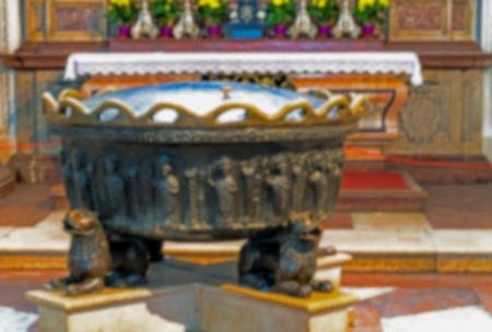 Salzburg, Austria - July 15, 2017: Blurred view of Interior of Baroque cathedral of the Roman Catholic Archdiocese. Salzburgのeditorial素材