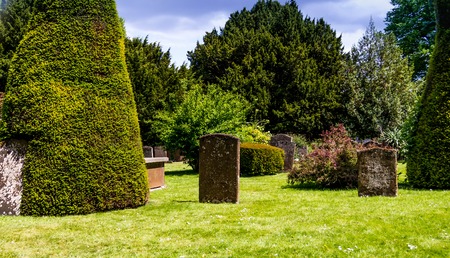 Tombstones in the graveyard - Shakespeare's Church, the Church of the Holy Trinity in Stratford-upon-Avon. UKの写真素材