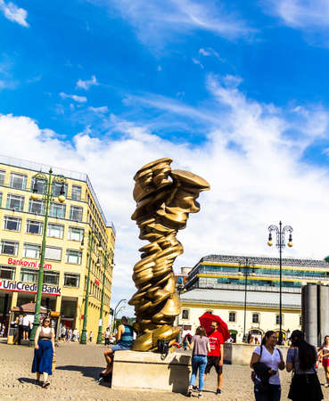Prague, Czech Republic -July 23,2017: Old Town Republic Square with tourists. It's a historic square in the Old Town quarter of Prague, popular with touristsのeditorial素材
