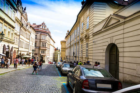 Prague, Czech Republic -July 23,2017: Old Prague street in Mala Stranaのeditorial素材