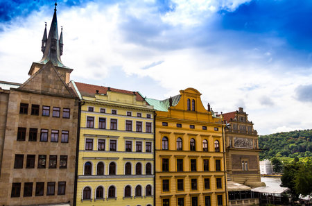 Journey through historic Prague. Medieval houses at the Stare mesto
