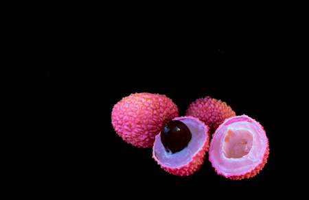Tropical fruits papaya on black background. Selective focusの写真素材