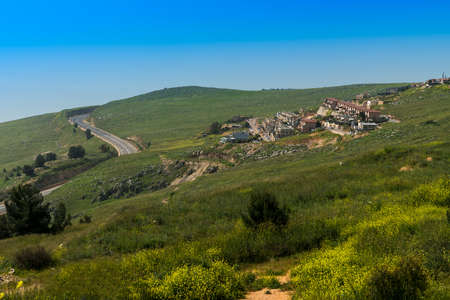 Panorama of the Upper Galilee hills surrounding town Metula. Northern Israelの写真素材