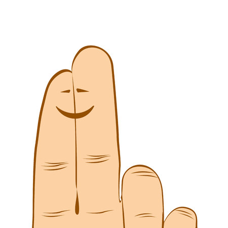 illustration of funny smiling fingers kiss each otherのイラスト素材