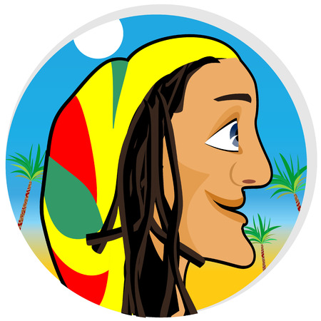 profile illustration of smiling rastafarian looking forwardのイラスト素材
