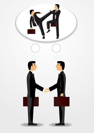businessmen shaking hands with each other and mentally fightingのイラスト素材