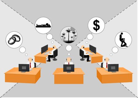 each office worker dreamining of his desireのイラスト素材