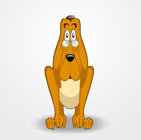 illustration of cute sad bloodhound with glassesのイラスト素材