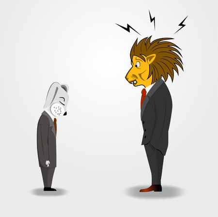the angry big boss is scolding to a businessmanのイラスト素材