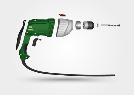 illustration of electric drill in details isolated over a white backgroundのイラスト素材