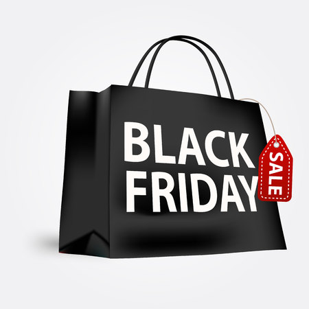 vector illustration of black friday shopping bag isolated over white backgroundのイラスト素材