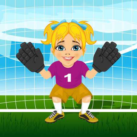Portrait of young female goalkeeper in a ready positionのイラスト素材