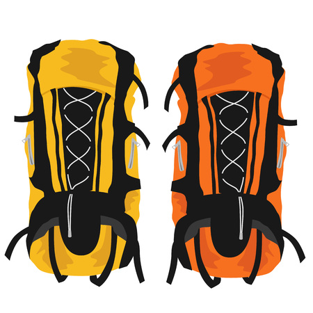 Two modern tourist backpacks isolated on white backgroundのイラスト素材