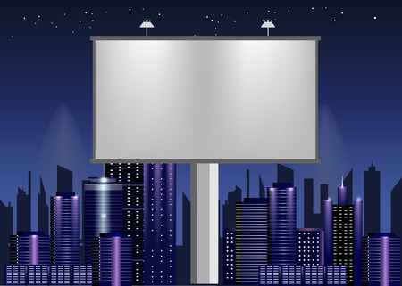 big billboard advertisement commercial blank over the night cityのイラスト素材