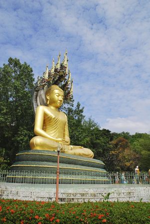 Buddha with Nagas in Thailandの写真素材