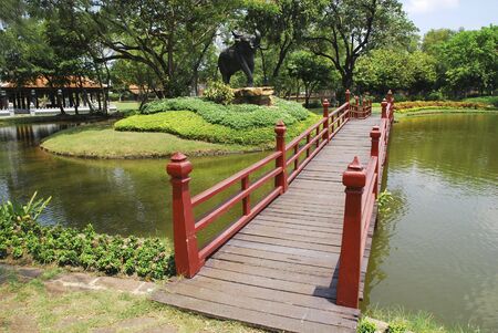 Red Wooden Bridgeの写真素材
