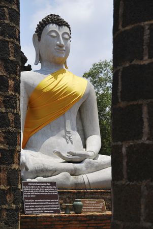 Buddha between Stone Columnの写真素材