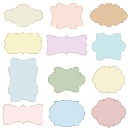 Cute flat and vintage banner label with girly colorのイラスト素材
