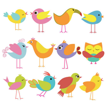 Cute and Colorful Beautiful Bird collection setのイラスト素材