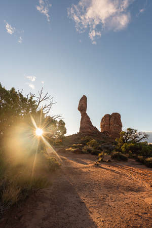 Sunset at the Hoodoos in Arches National Park, Utahの写真素材
