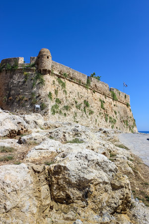 The walls and towers of the ancient fortress Fortezza in Greeceのeditorial素材