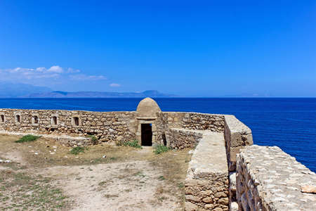 Wall of medieval castle with battlementsの写真素材