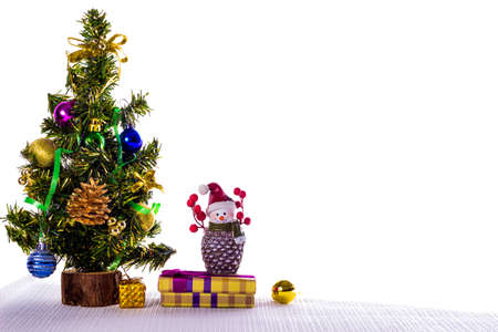 Herringbone and snowman - Christmas theme. Copy space.の写真素材