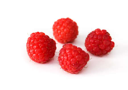 Berries ripe raspberry isolated on white background. Closeup.の写真素材